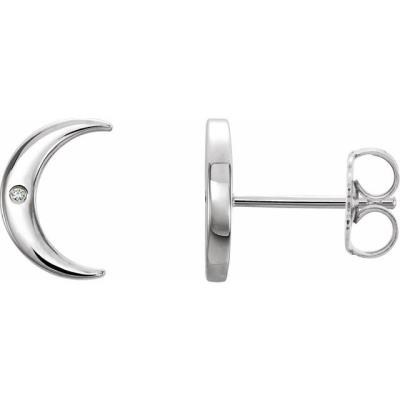 14K White .005 CTW Diamond Crescent Earrings