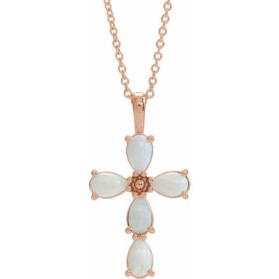 Sterling Silver Cabochon Turquoise Cross 16-18